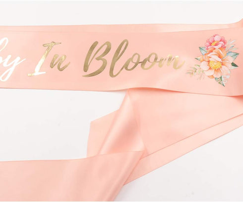 Baby in Bloom Sash & Wrist Corsage Kit - Blush Peach Baby Shower Sash Baby Shower Favors New Mom Gifts...