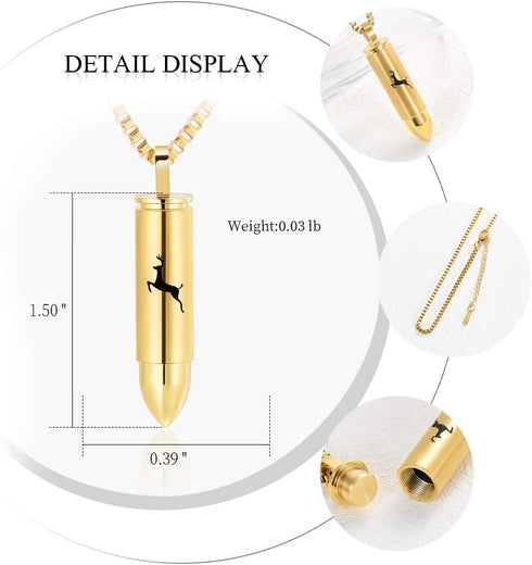 Cremation Jewelry for Ashes Bullet Shape Pendant Urn Necklace Stainless Steel Keepsake Memorial Jewelry for Men Women...