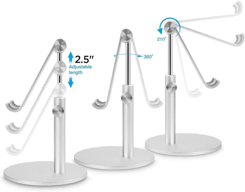 AICase Telescopic Adjustable iPad Holder,Universal Multi Angle Aluminum Stand Compatible with iPhone Smart Cell Phone/Tablet/iPad(4-13 inch), Silv...