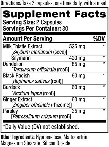 Natrol Milk Thistle 525 mg per serving, Dietary Supplement for Digestive Health, Milk Thistle Supplement, 60 Capsules, 30 Day Supply...