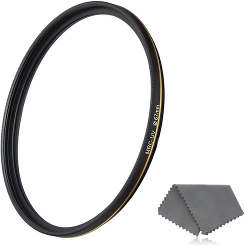 67mm UV Protective Filter, 16-Layer Multi-Resistant Nano Coated, Ultra Slim, German Optics, Weather-Sealed, HD Clear Glass Ultra Violet Filter, Ca...