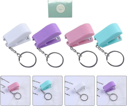 Heavy Duty Keychain 5 Pieces Mini Stapler, Tiny Office Stapler Small Keychain Staplers Hand Staplers Portable Desktop Stapler for Office Stapler D...