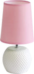 Simple Designs LT2084-PNK Mini Studded Texture White Ceramic Bedside Table Lamp, Pink...