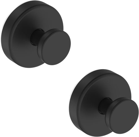 Suction Cup Hooks for Shower, Removable Towel Hooks for Bathroom Window Glass Door Wall, Bath Robe Looafh Hook for Hanging - 2 Pack, Black...