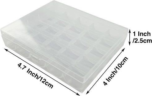Wennuo Sewing Machine Bobbins Box, 25 Slots Empty Bobbins Spools Box, Sewing Craft Plastic Case Storage Box for Sewing Machine 1 Pack (25 Slots)...
