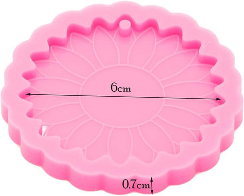 Super Glossy Sun Flower Resin Mold Keychain Silicone Mold for DIY Epoxy Resin Jewelry Making Keychain Pendant Craft...