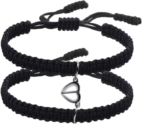 COLORFUL BLING Matching Mutual Attraction Couple Bracelets Long Distance His and Hers Adjustable Braided 8 Infinity Love Heart Friendship Bracelet...