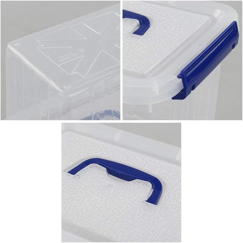 Ggbin 4 Pack 6 Quart Latching Storage Box, Small Lidded Storage Container Bin with Handle, Clear...