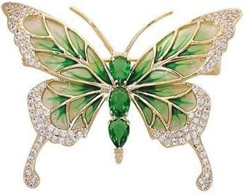 Vintage Rhinestone Butterfly Brooch Emerald Insect Brooch Crystal Butterfly Elegant Lapel Pin Dress Accessory Wedding Birthday Jewelry Gift...