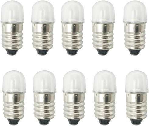 10pcs E10 LED Bulbs 12V Cool White E10 Miniature Screw LED Lamps 0.5Watts 65Lm 12 Volt Miniature Flashlight Bulbs...