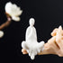Kingzhuo White Ceramic Cute Sitting Buddha Statue Beautiful Sculpture Praying Hands Meditation Monk Figurine Peaceful Little Statue Home Decor Orn...
