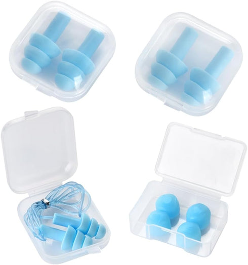 3+2 Pairs Reusable Super Soft Silicone Earplugs, Comfortable Ear Plugs That can Quickly Eliminate Noise, Suitable for Swimming, Sleeping, Snoring,...