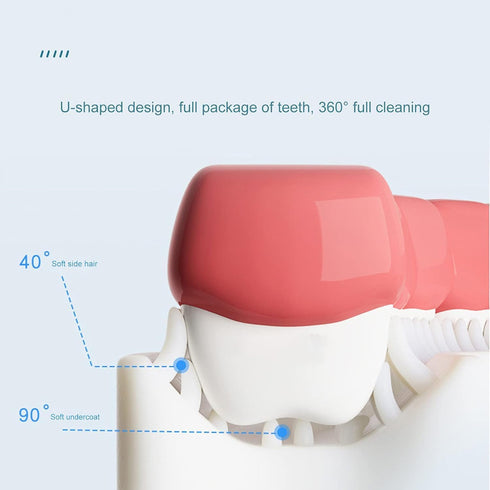 Blue Toothbrushes,All Rounded Children U Shape Toothbrush, U-Shaped Whole Mouth Teeth Brush, Silicone Bristles Massage Gums, All-Round Cleaning To...