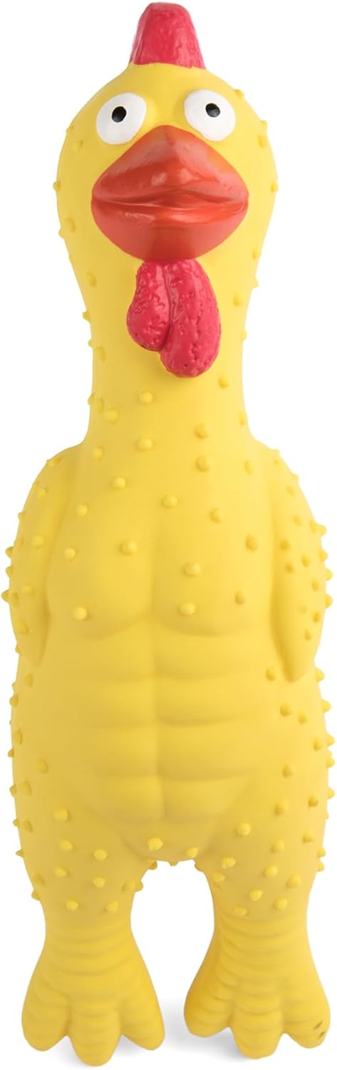 Rubber Crazy Chicken Dog Toy, 100% Natural & Durable Latex Dog Squeaky Toys, Soothes, Entertains & Promotes Wellness, Funny Puppy Toys for Small, ...