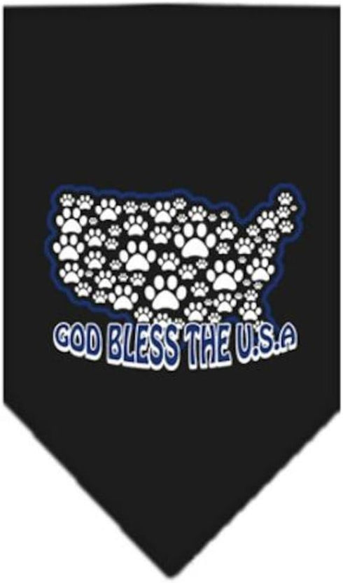 Mirage Pet Products God Bless USA Screen Print Bandana for Pets, Large, Black...