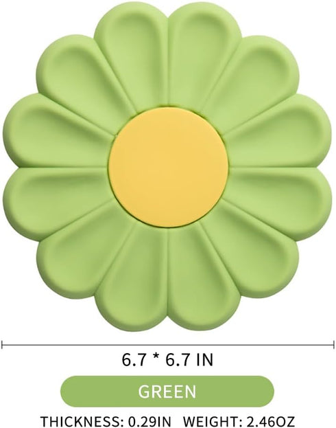 Daisy Trivet for Hot Pots and Dishes, 6.7 Inch Round Flexible Silicone Pot Holders Hot Pads, Anti-Slip Coaster, Heat Resistant Mat Multi-Use Creat...