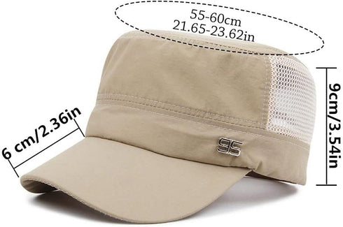 Men's Mesh Army Hat Outdoor Quickly Dry Baseball Cap Cadet Hat Military Breathable Combat Fishing Flat Adjustable Cap - Spring/Summer Casual Sun C...