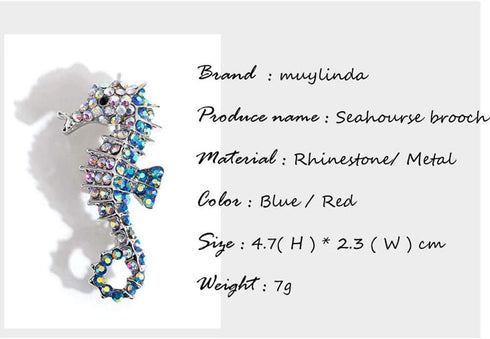 SaiDian 1 Pcs Seahorse Pin Brooch Animal Ocean Seahorse Brooch Crystal Rhinestone for Skirt Denim Bag Accessories...