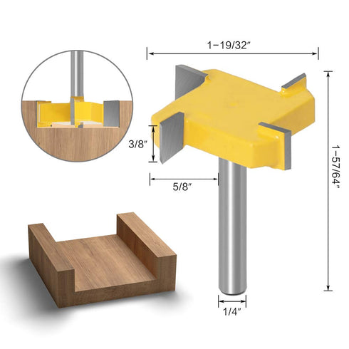 Mesee 4 Pieces 4-Wing Spoilboard Surfacing Router Bit Set, 1/4 Inch Shank Rabbet Slot Router Bits Wood Surface Flattening Cutter Woodworking Plane...