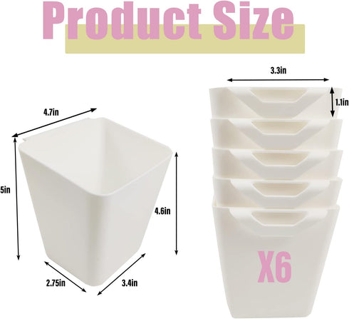 6 Pack Hanging Cup Holder Rolling Cart Organizer Accessories Trolley Basket Storage Hanging Bucket Hanging Container for Kids...