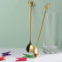 Long Handle Iced Tea Spoons Set of 6, Comicfs 7.6" Ice Cream Spoon, Creative Gold Leaf Cocktail Stirring Spoons, Premium Food Grade Stainless Stee...