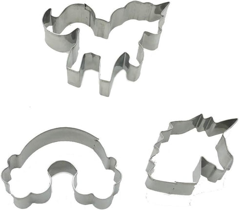 3-Piece Unicorn Cookie Cutter Set, Stainless Steel Unicorn, Rainbow & Head Shapes, Dishwasher Safe...