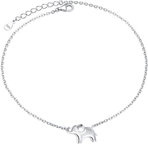 Ladytree S925 Sterling Silver Lovely Elephant Ankle Foot Bracelet Anklet for Women Jewelry...