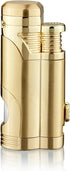 Cigar Torch Lighter with Punch Butane Refillable Lighters 2 Jet Flame Torch Strong Windproof Without Gas (Gold)...