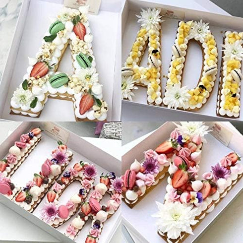 RAYNAG 26 Alphabet Cake Stencils A-Z Letters Baking Template Flat Plastic Cutting Alphabetic Outlines Mold 4 Inch Capital Letter Molds for DIY Cak...