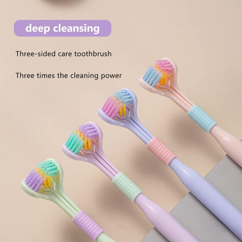 3-Sided Toothbrush, Soft Bristle Toothbrush with Tongue Scraper, Travel Toothbrush for Complete Teeth and Gum Care for Adults...