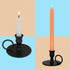 Taper Candle Holders for Candlesticks with Handle, Matte Black Wrought Iron Metal Candle Stick Holders for 7/8" Candles, Set of 2...