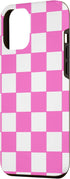 iPhone 13 Pro Max Pink and white checkered classic checkerboard Case...