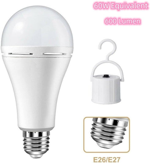Rechargeable Light Bulbs 9W,Battery Operated Powered LED Light Bulb 600Lumen 3000K Warm White for Power Outage,Camping,Outdoor Activity,Hurricane,...