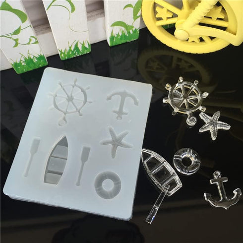 Small Sea Oar Boat Anchor Star Rudder Lifebuoy Silicone Mold Tools for Make Chocolate Hard Candie Dessert Ice Cube Candles Soap Fondant Tool...
