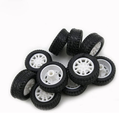 10pcs Toy Car Wheels 20mm Rubber Tire for 2mm Shaft DIY Model Accessories...