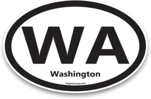 Magnet Me Up WA Washington US State Oval Magnet Decal, 4x6 Inches, Heavy Duty Automotive Magnet for Car Truck SUV, Any Magnetic Surface, The Everg...