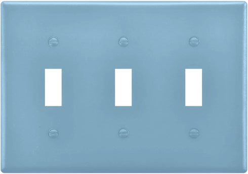 Light Blue Light Switch plate Cover 3 Gang Toggle Switch Wall Plate Decorative Outlet Covers Home Decor H4.46 xL6.37in...