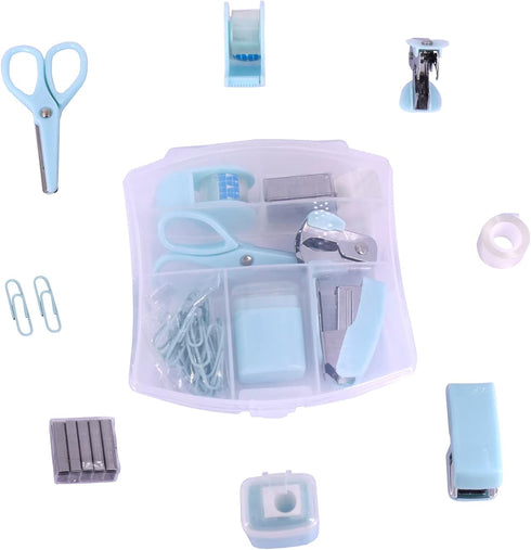 Mini School Supply Kits Mini Office Supply Kits, includes Mini Stapler,Scissors, Staple Remover, Staples, Tape Dispenser (Blue)...