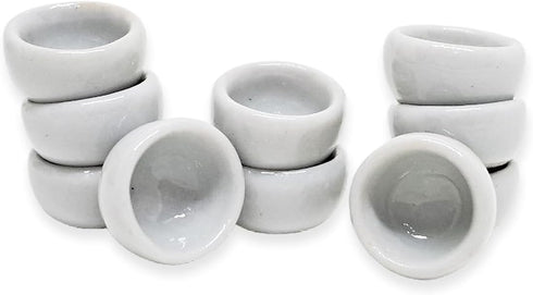 ½" Inch Diameter White Round Ceramic Sauce Bowls Set Of 10 Pieces Tiny Tableware - Miniature Plate Crockery Cutlery Kitchen Utensil Hand Made Pain...