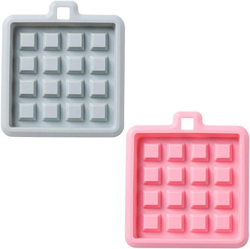 2-Pack Silicone Waffle Mold, Muffin Pans Molds, Waffle Maker Baking Tray Mold Bakeware for Waffle Cake Chocolate Craft Candy Soap Baking, Blue&Pin...