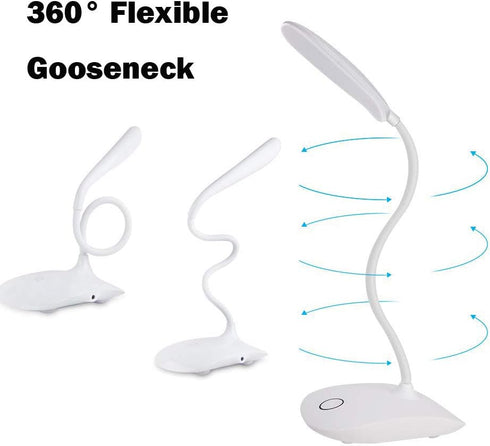 LED Table Lamp,Portable Eye-Protected Flexible Gooseneck Small Desk Lights for Dorm Study Office Bedroom-USB or 3 AA Batteries Powered -Not Includ...