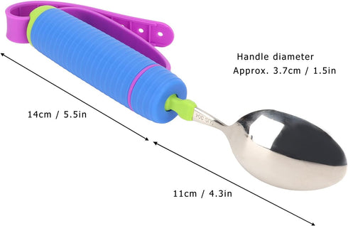 Elderly Eating Spoon, Elderly Auxiliary Spoon 360° Flexible Rotation Head Practical Disabled Eating Aid Spoon Swivel Spoon Handicap Tableware Adap...