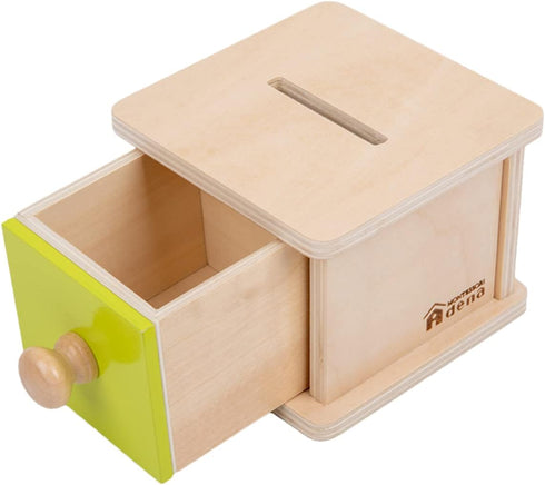 Adena Montessori Coin Box Yellow-Green Door Baby Toys for 6-12 Months 1 2 Years Old Toddlers Infant Toys...