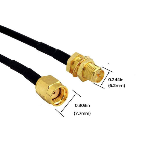 CORONIR 2Pack 33ft WiFi Antenna Extension Cable RP-SMA Male to Female Connector for Wireless LAN Router Bridge Wireless Network Card Security IP C...