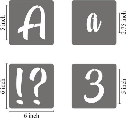 5 Inch Alphabet Letter Stencils - 70 Pack Letter Number Stencil Templates with Signs for Painting on Wood, Reusable Calligraphy Letters and Number...