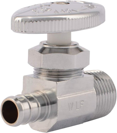 SharkBite 1/2 Inch MPT Crimp Multi-Turn Straight Stop, Brass Plumbing Fitting, PEX Pipe, PE-RT, 23061LF...
