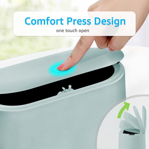Mini Trash Can with Lid, Press-Type with Removable Inner Plastic Small Garbage Can Little Tiny Waste Basket Compact Covered Closable Trash Bin Des...
