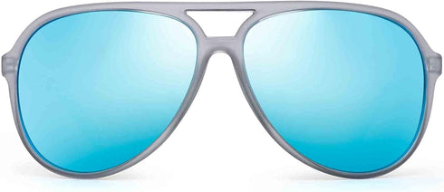 JIM HALO Polarized Aviator Sunglasses Men Women Oversize Plastic Driving Glasses (Matte Transparent Frame/Polarized Blue Lens)...