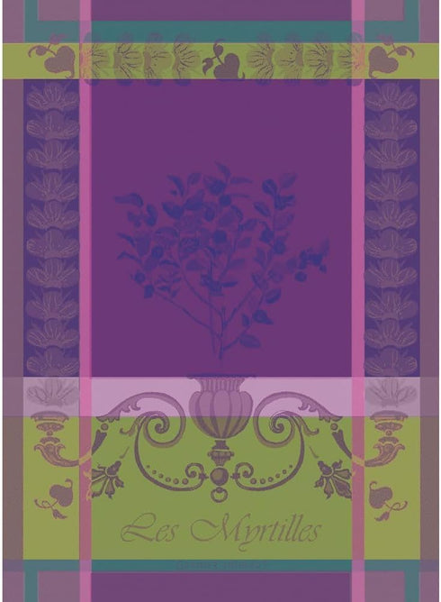 Garnier Thiebaut Myrtilles Violet (Purple Blueberries) French Kitchen Towel 22"x30", Cotton, Jacquard...