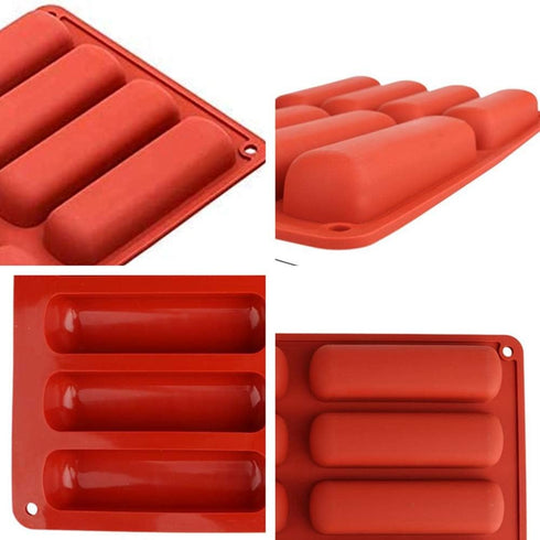 8 Cavity Long Strips Eclair Silicone Cake Pop Mold Cake Pop Maker Silicone Baking Molds Cake Handmade Baking supplies for Chocolate Cracker Bar St...